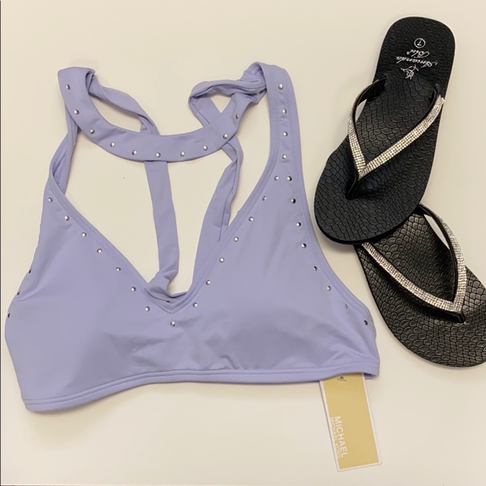 Michael Kors Bikini Top Swimsuit Separates Purple New 4/25